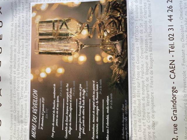 MENU DU 31 DECEMBRE ET DU 1 JANVIER 2021